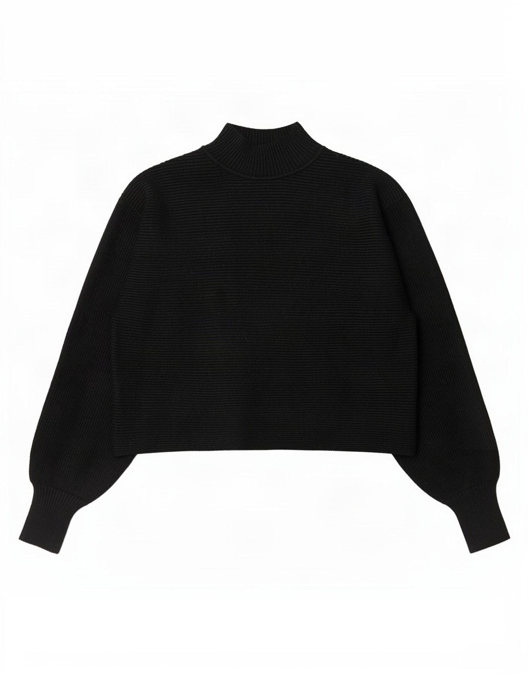 Zara Mujer Crop Turtle Neck Jumper Sweater UK 12 Medium Negro Rayas