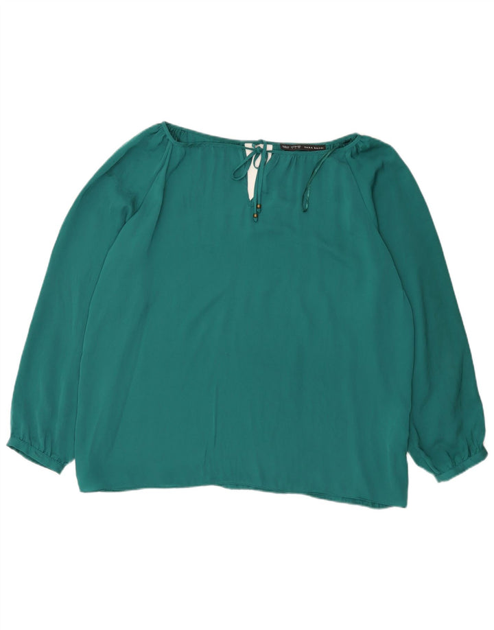 Zara Mujer Blusa Extragrande Top UK 46 Poliéster Verde Grande