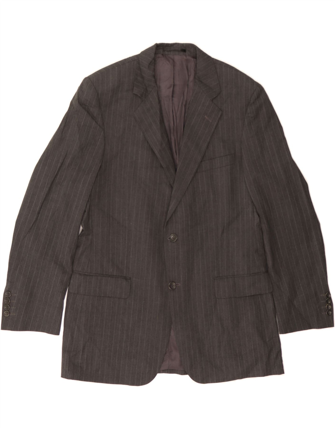 JAEGER Mens 2 Button Blazer Jacket UK 42 XL Grey Striped Wool Vintage Jaeger and Second-Hand Jaeger from Messina Hembry 