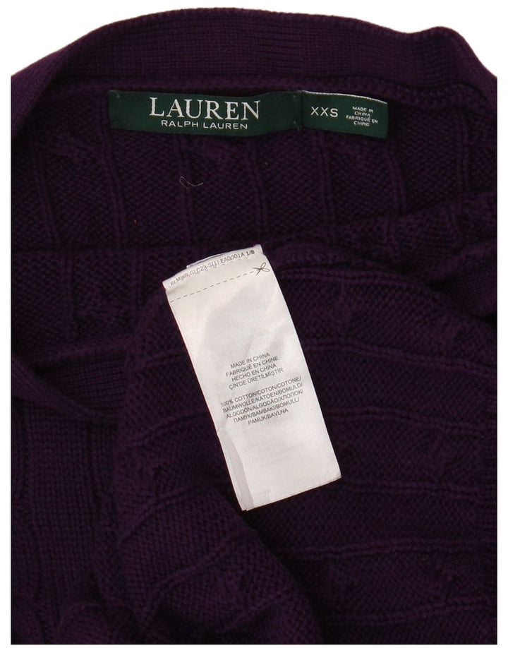 RALPH LAUREN Jersey con cuello barco para mujer UK 2 2XS Algodón morado