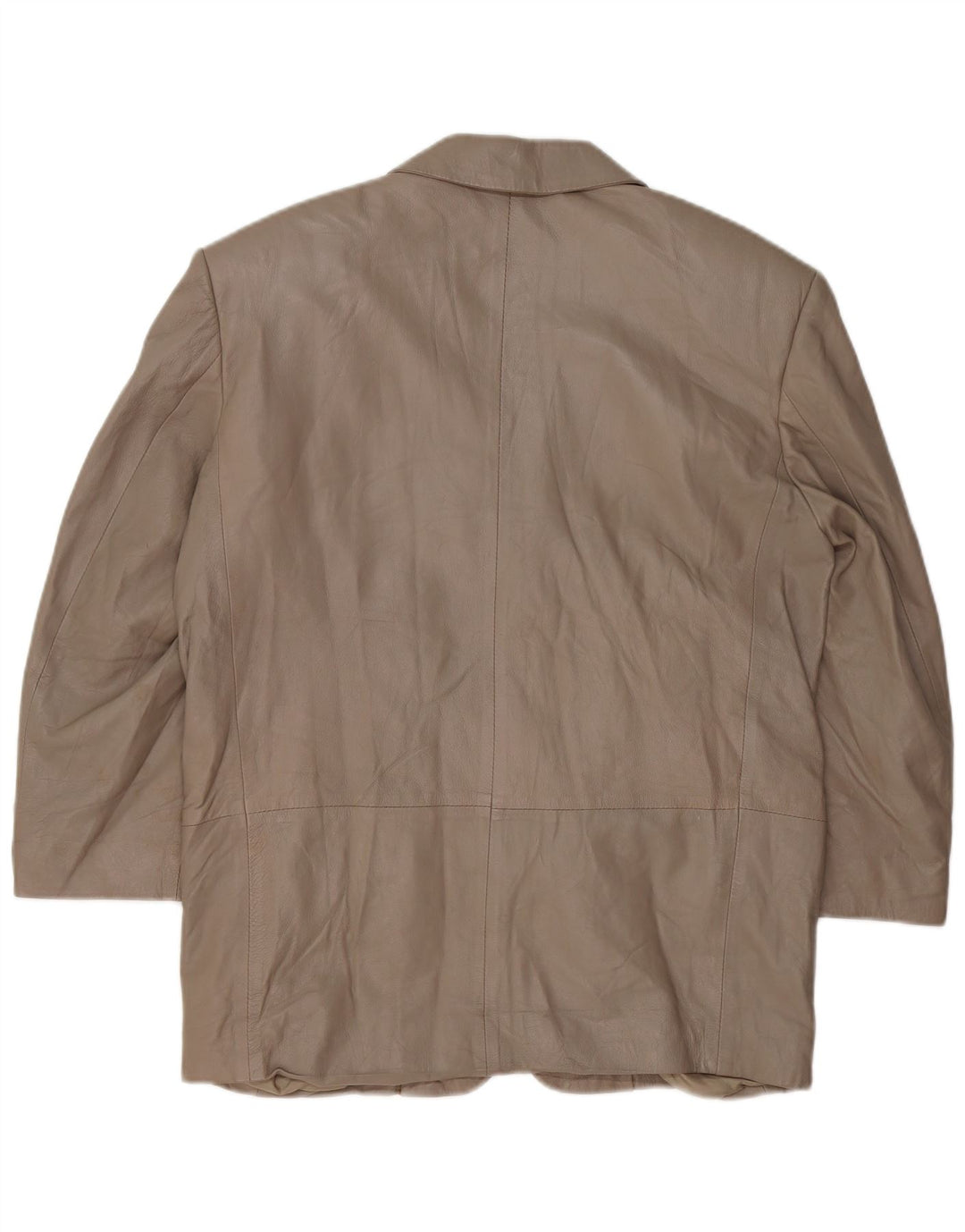 VINTAGE Chaqueta Blazer de cuero de 3 botones para mujer Reino Unido 16 Cuero gris grande