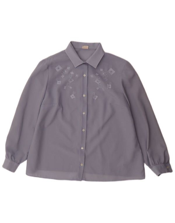 Primavera Firenze Blusa Camisa Mujer IT 51 XL Piel Polar Geométrica Azul