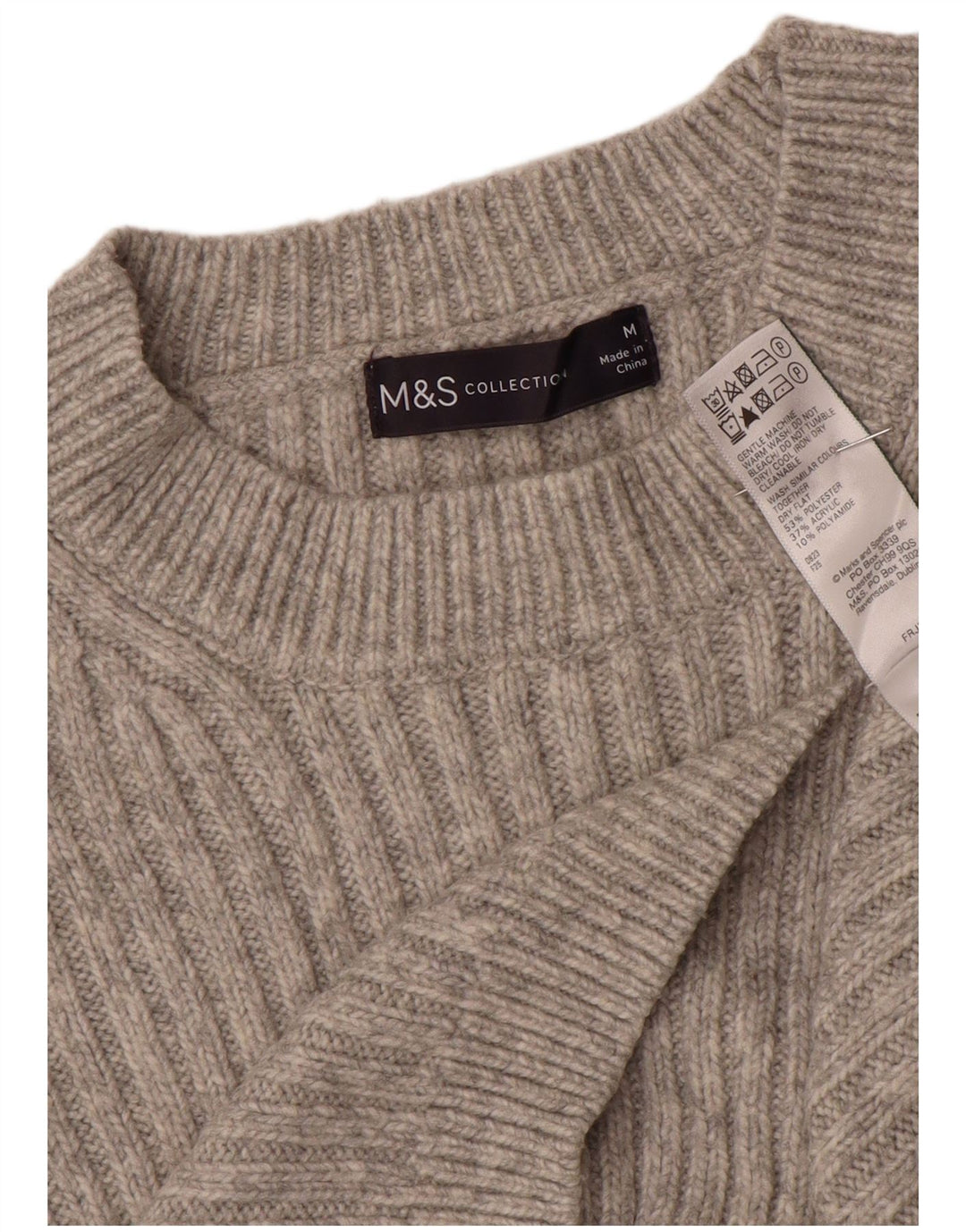 Marks & Spencer Jersey de cuello redondo para mujer UK 40 Poliéster gris medio
