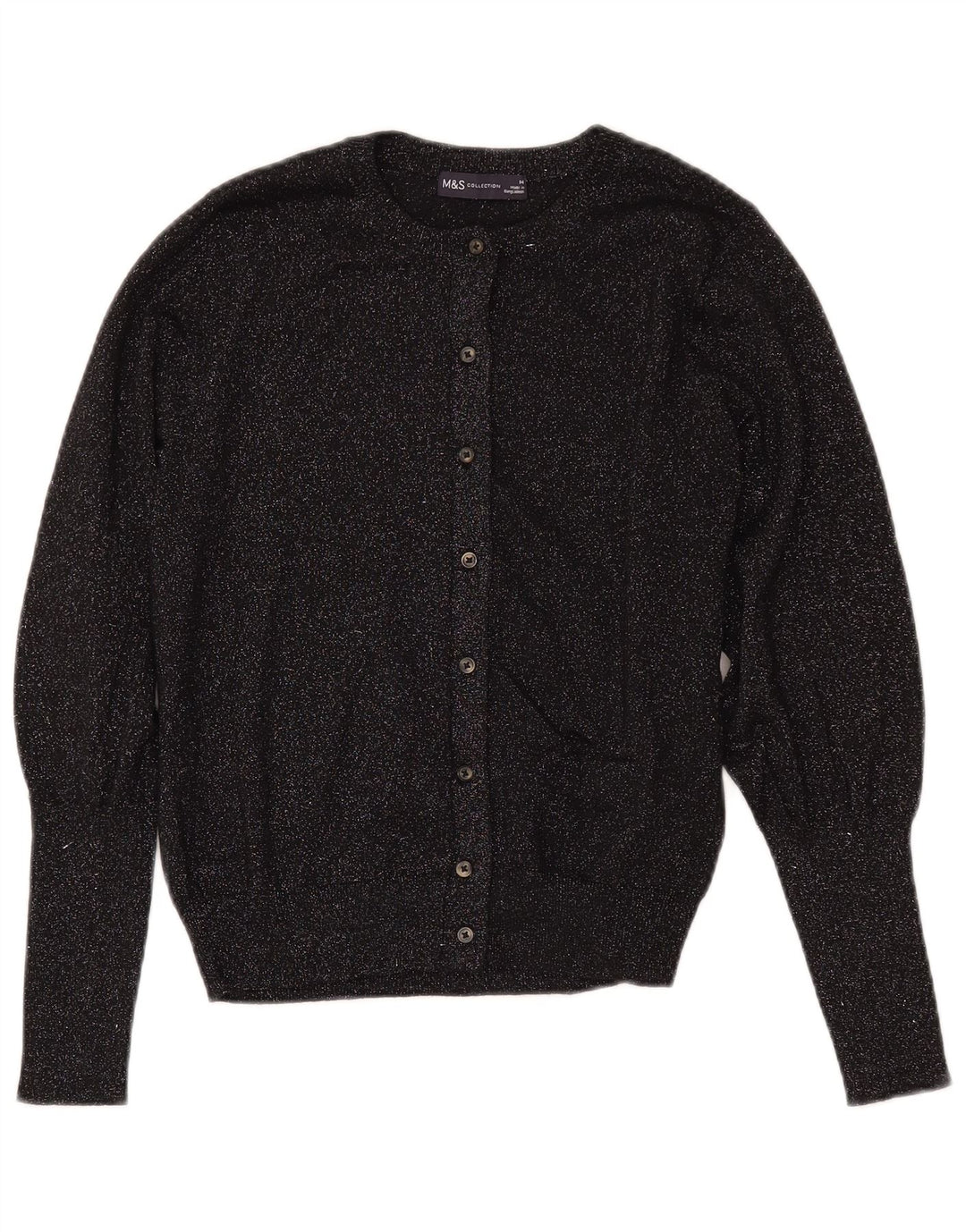MARKS & SPENCER Suéter tipo cárdigan corto para mujer Reino Unido 44 Medio negro moteado