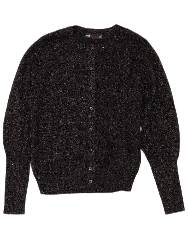 MARKS & SPENCER Suéter tipo cárdigan corto para mujer Reino Unido 44 Medio negro moteado