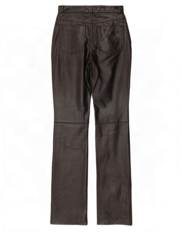 Marks & Spencer Pantalones largos de piel sintética para mujer UK 8 Small W26 L32 Negro