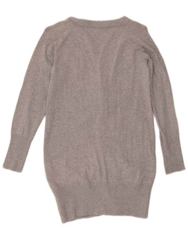 Zara Mujer Cárdigan Suéter UK 12 Algodón Moteado Gris Medio