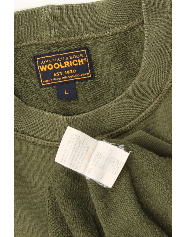 Woolrich Hombre Sudadera Gráfica Jumper Grande Algodón Verde