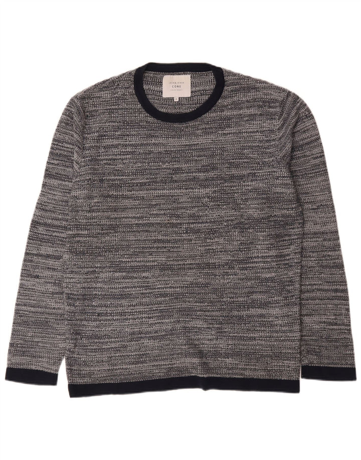 Jack & Jones Hombre Jersey De Cuello Redondo De Algodón Moteado Gris Medio