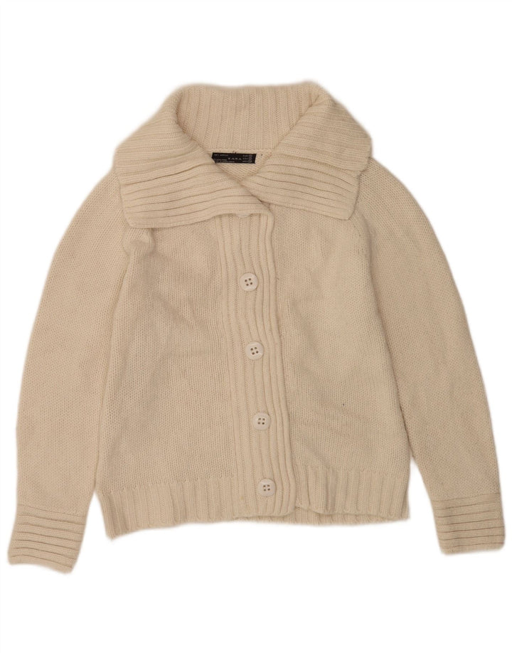Zara Mujer Cárdigan Suéter UK 40 Medio Acrílico Blanco Roto