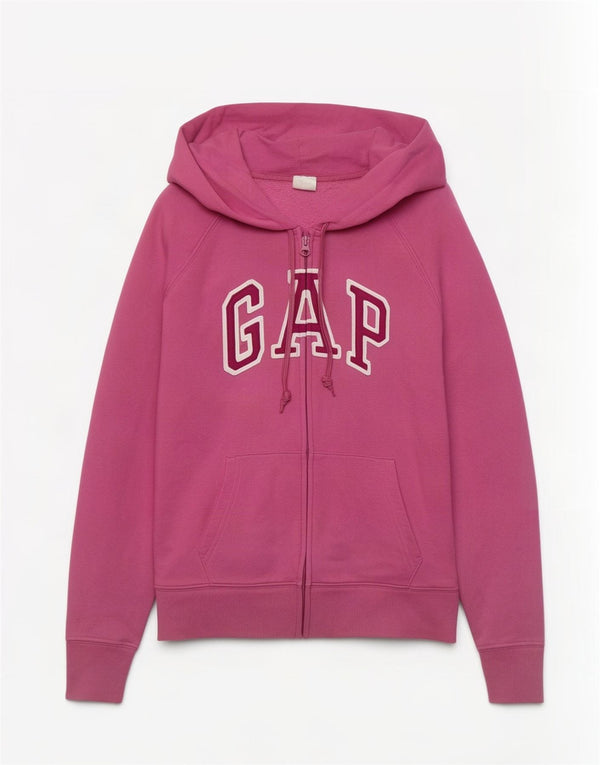 Gap Sudadera con capucha y cremallera gráfica para mujer UK 10 Small Pink Cotton