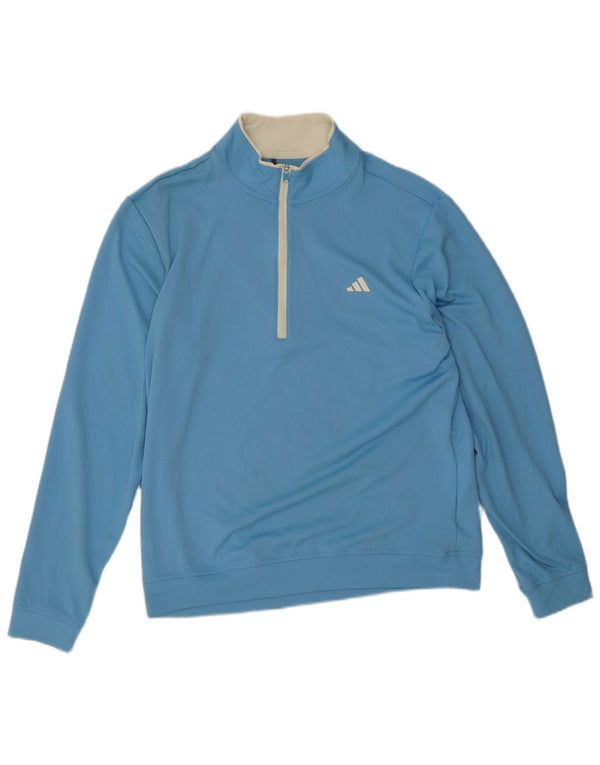 Adidas Hombre Zip Neck Jersey Chándal Top Azul Medio Poliéster