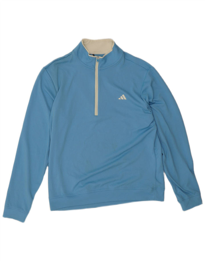 Adidas Hombre Zip Neck Jersey Chándal Top Azul Medio Poliéster