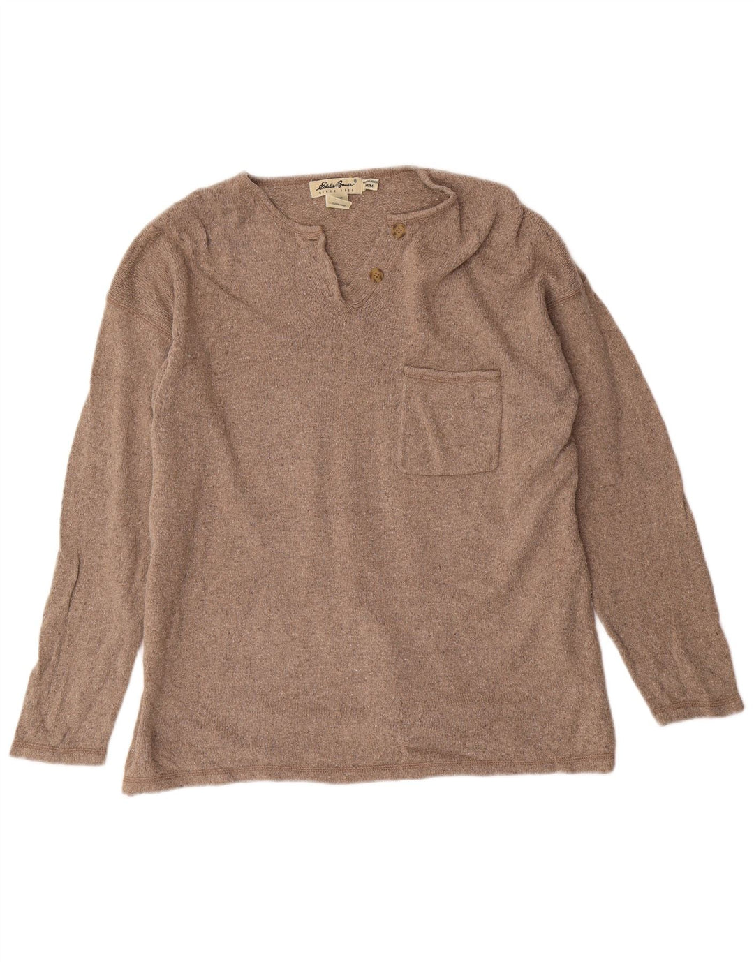 EDDIE BAUER Jersey extragrande con cuello barco para mujer, talla 44, color marrón medio
