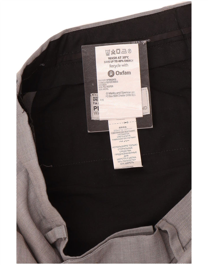 Marks & Spencer Pantalón de traje recto para hombre W34 L26 Lana gris