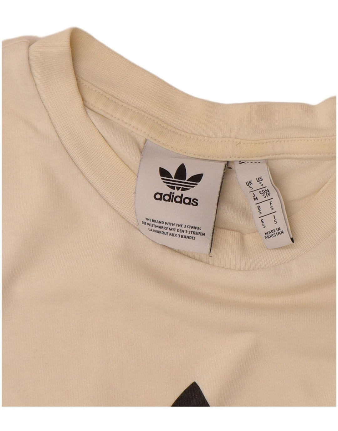 ADIDAS Camiseta gráfica para hombre Top pequeño de algodón blanco roto