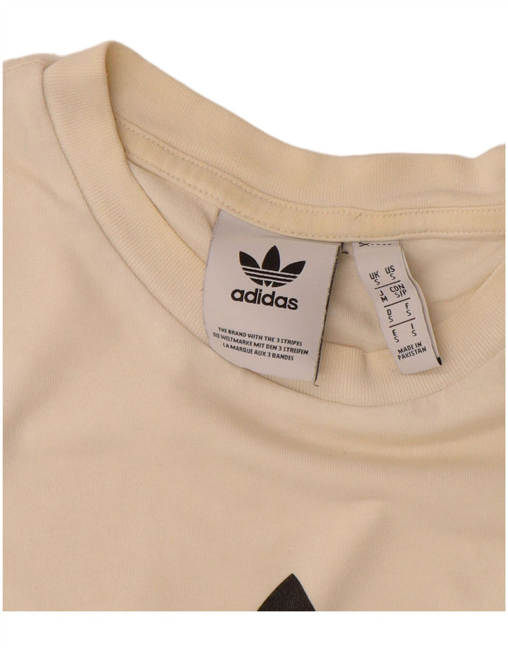 ADIDAS Camiseta gráfica para hombre Top pequeño de algodón blanco roto