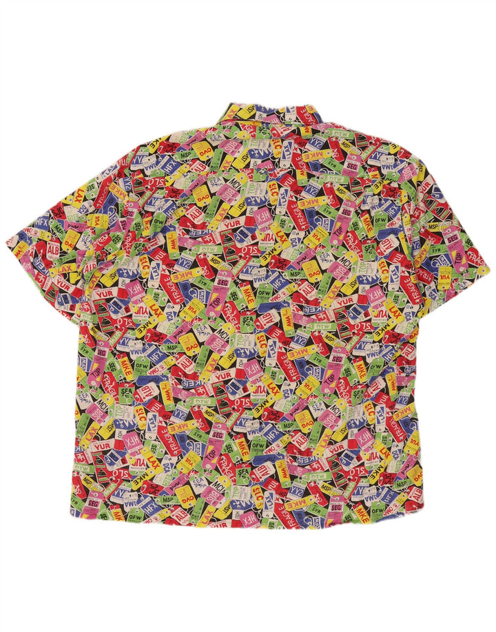 VINTAGE Camisa de manga corta con estampado abstracto para hombre 2XL Multicolor
