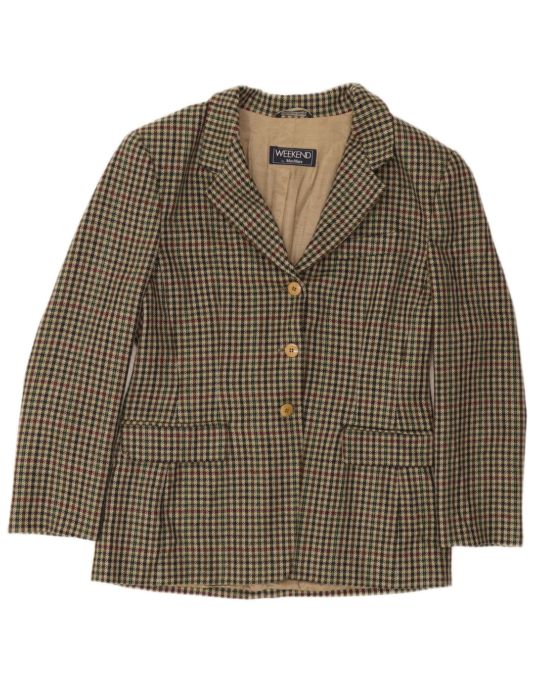 Max Mara Chaqueta Blazer de Fin de Semana para Mujer Reino Unido 46 Grande Pata de Gallo Verde