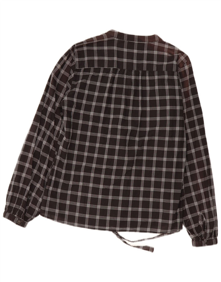 Gant Blusa de manga larga con volantes en la parte delantera para mujer UK 46 Large Black Check