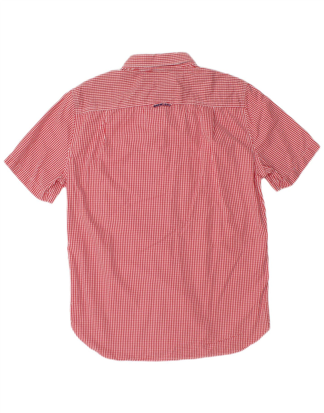 SUPERDRY Camisa de manga corta para hombre de algodón a cuadros rojo grande