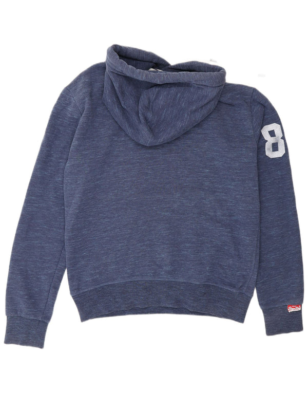 Superdry Jersey con capucha gráfica de algodón moteado en azul marino mediano