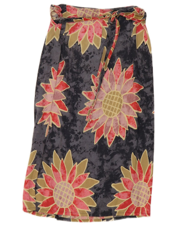 Falda cruzada vintage para mujer talla única W30 gris floral