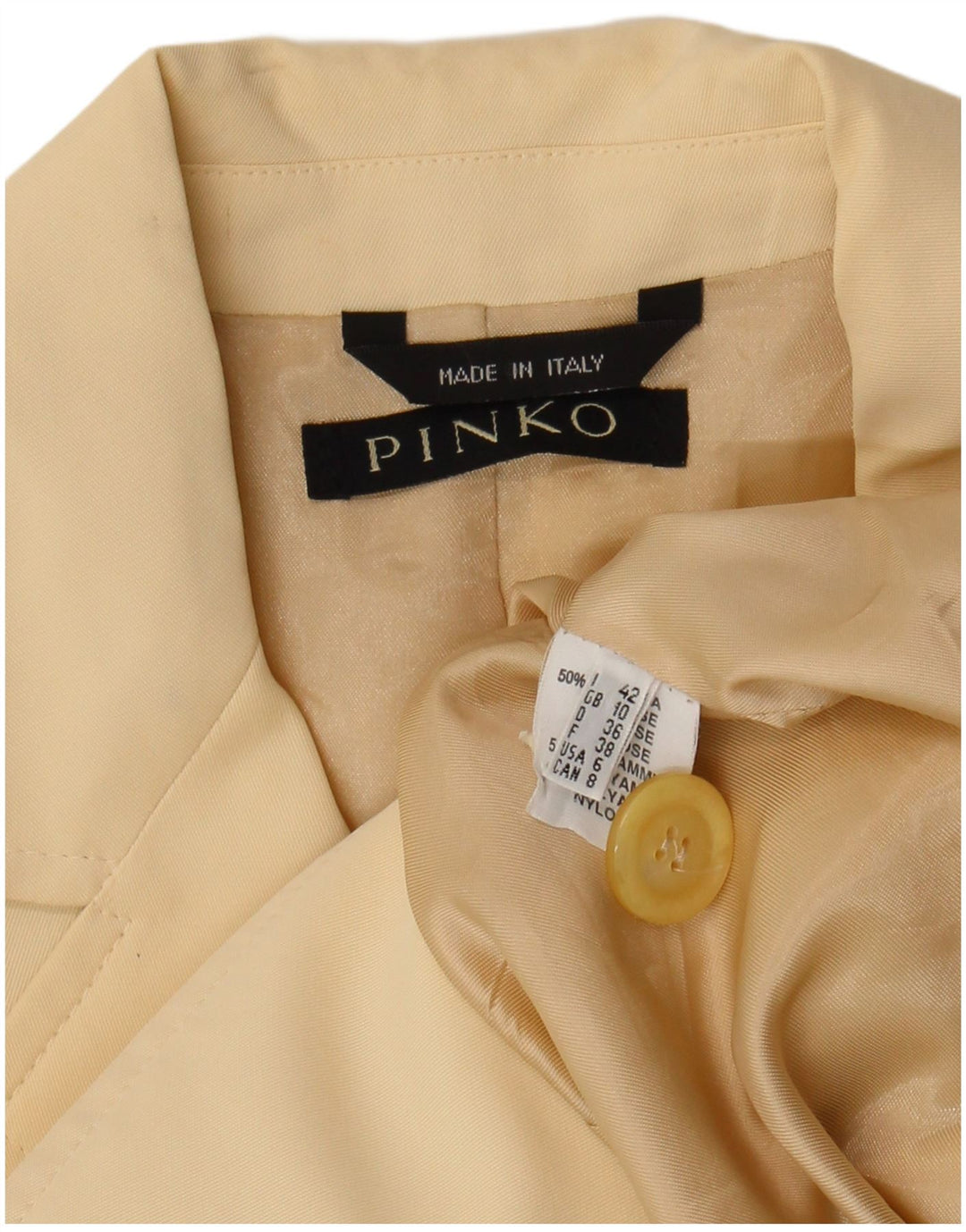 Pinko Chaqueta Blazer de 4 Botones para Mujer UK 10 Small Viscosa Beige