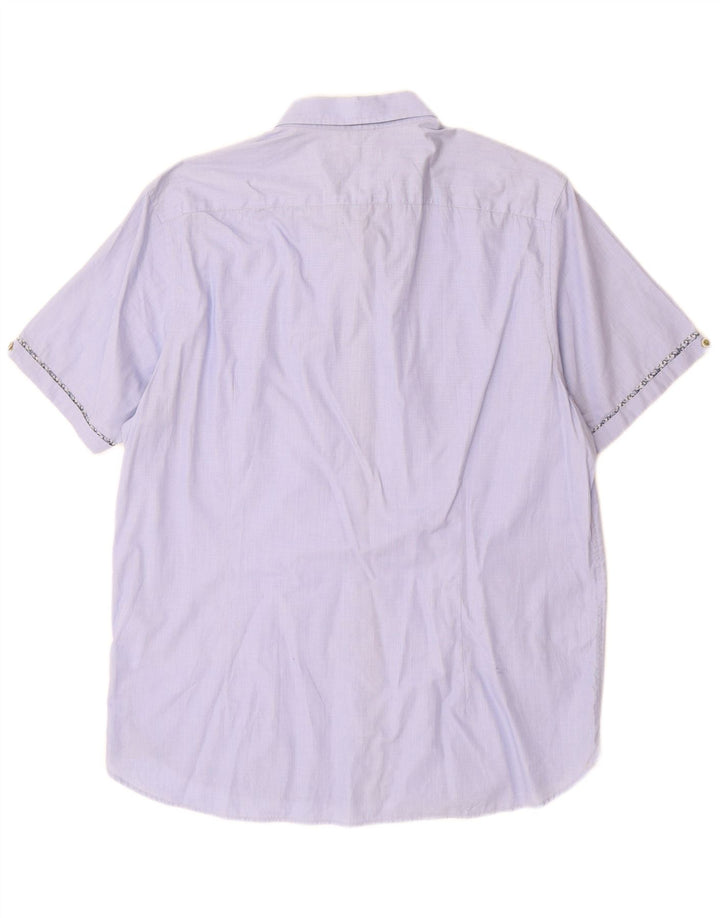 Ted Baker Camisa de manga corta para hombre Talla 5 XL Algodón azul