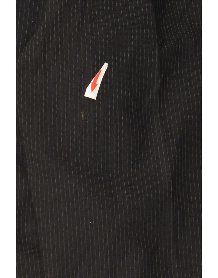 Marks & Spencer Pantalón de traje con pinzas para hombre W36 L33 Poliéster a rayas negras