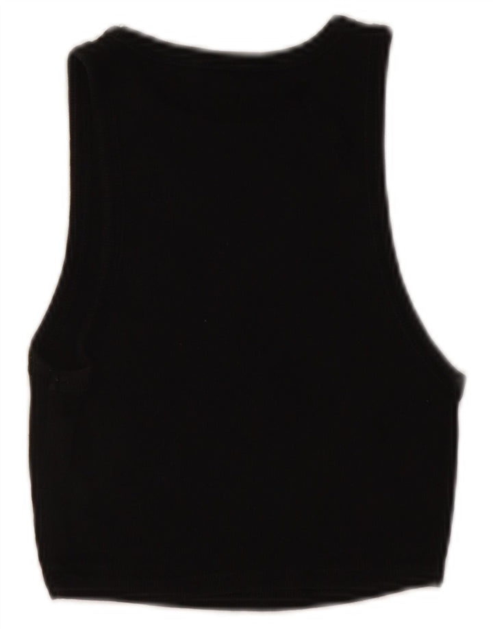 ZARA Mujer Crop Vest Top UK 12 Mediano Negro Algodón