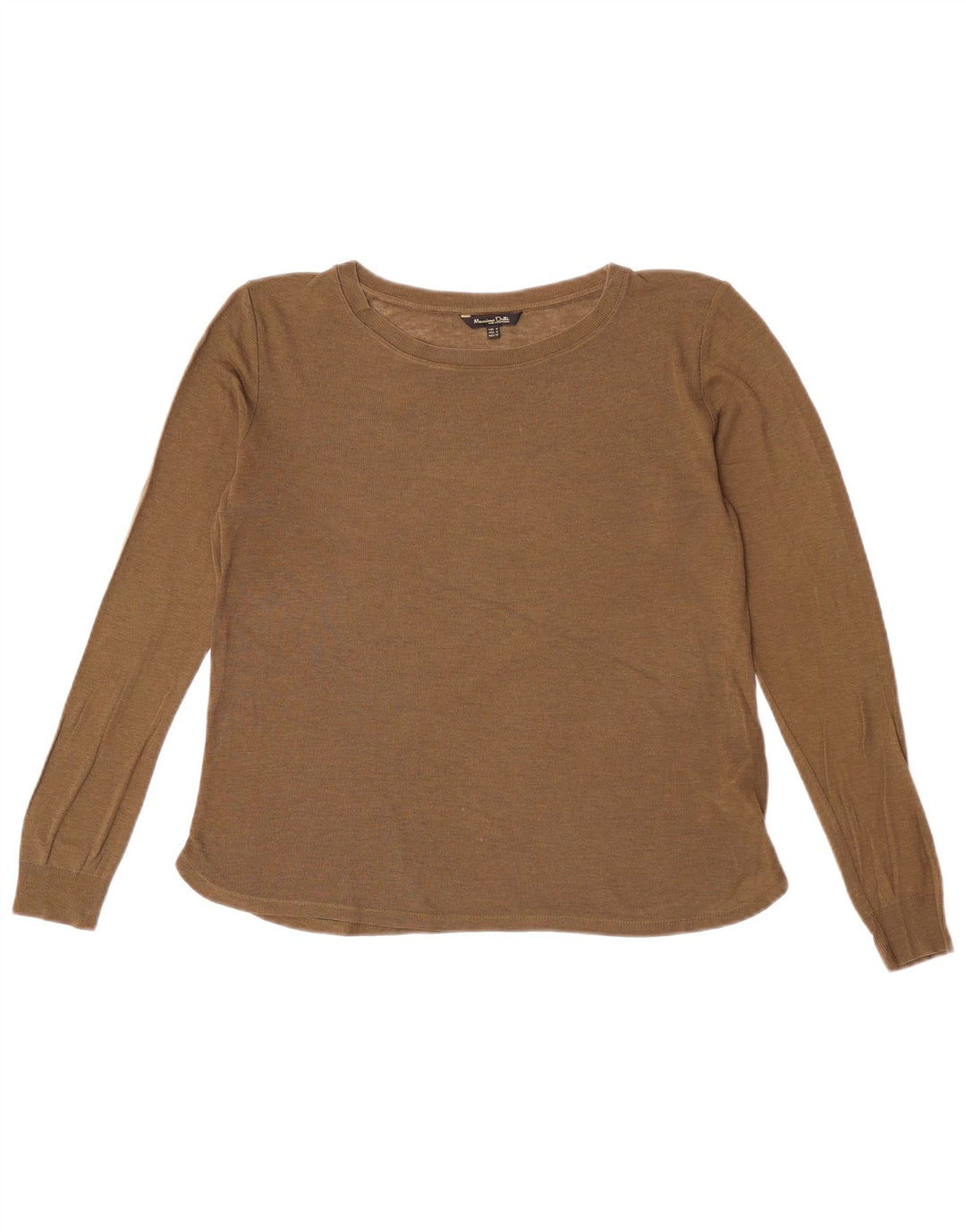 Massimo Dutti Jersey Mujer Cuello Barco UK 44 Medium Khaki Lyocell