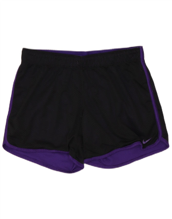 NIKE Pantalones cortos deportivos Dri Fit para mujer UK 12 Mediano Negro Poliéster
