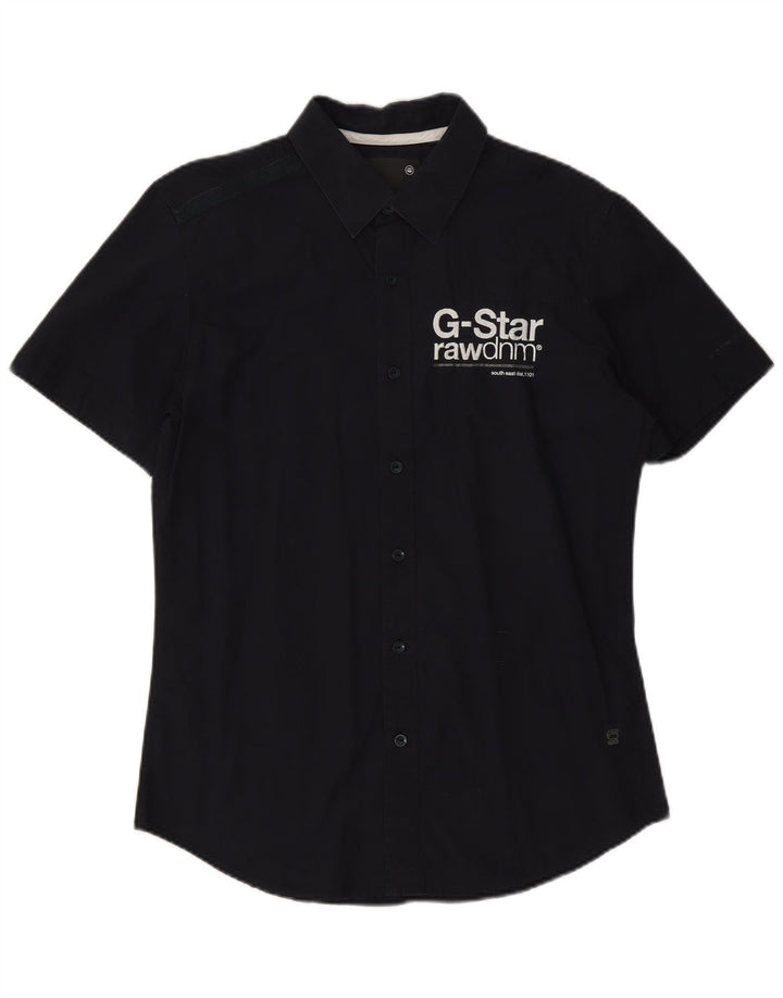 Camisa G-Star Hombre Manga Corta Algodón Azul Marino Medio