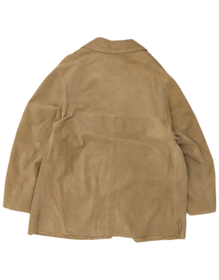 Massimo Rebecchi Chaqueta tipo blazer de ante con 4 botones para mujer, talla 44, color beige medio