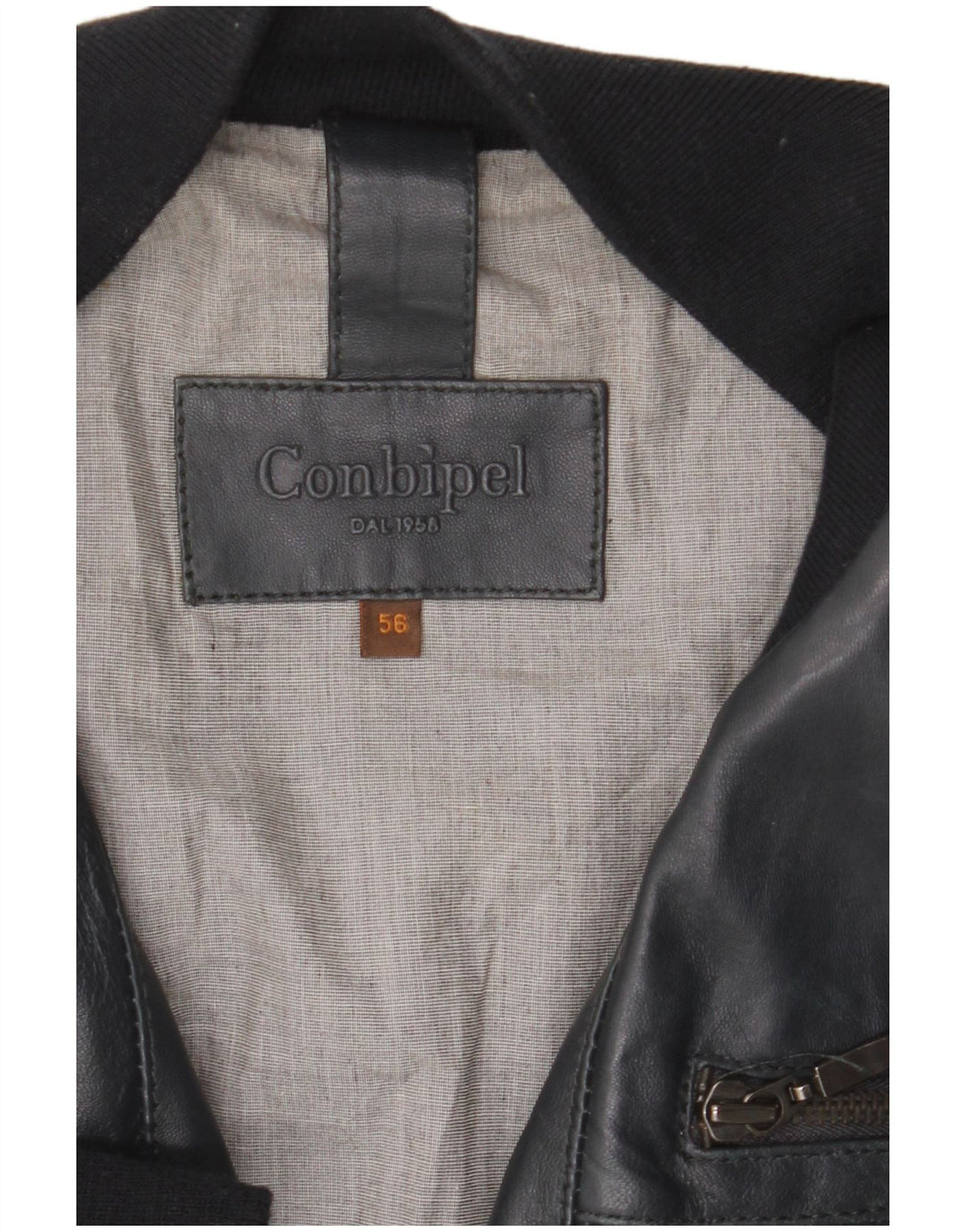Conbipel Chaqueta Bomber De Cuero Para Hombre IT 56 2XL Azul Marino