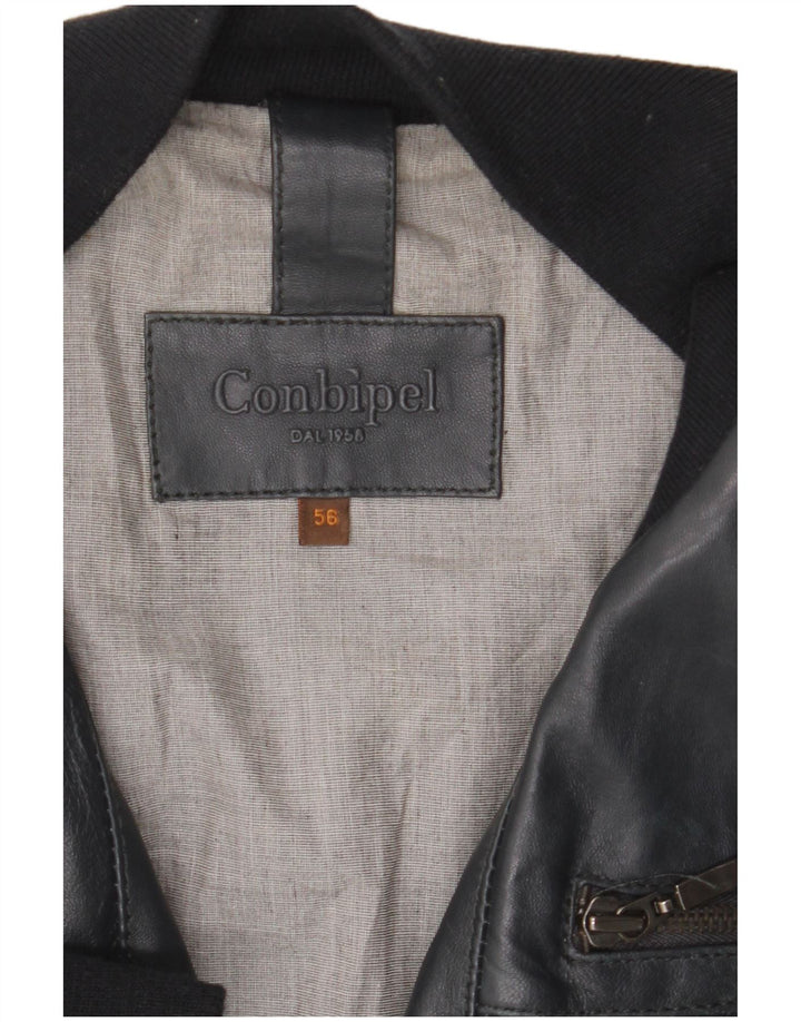 Conbipel Chaqueta Bomber De Cuero Para Hombre IT 56 2XL Azul Marino