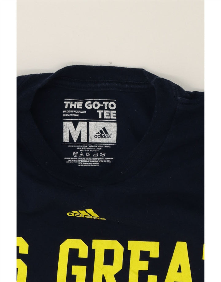 ADIDAS Mens Graphic T-Shirt Top Medium Navy Blue Cotton Vintage Adidas and Second-Hand Adidas from Messina Hembry 