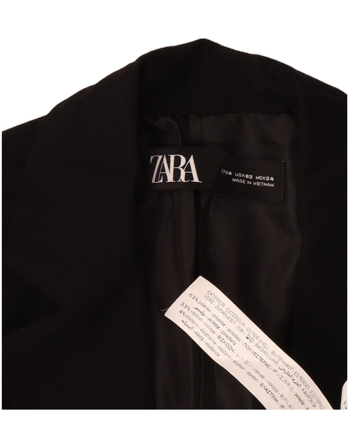 Zara Mujer Chaqueta Blazer De 1 Botón EU 34 2XS Poliéster Negro