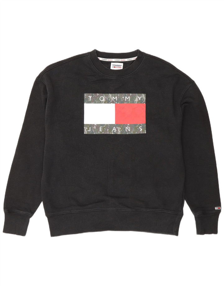 Tommy Hilfiger Hombre Sudadera Gráfica Jumper Small Black Colorblock