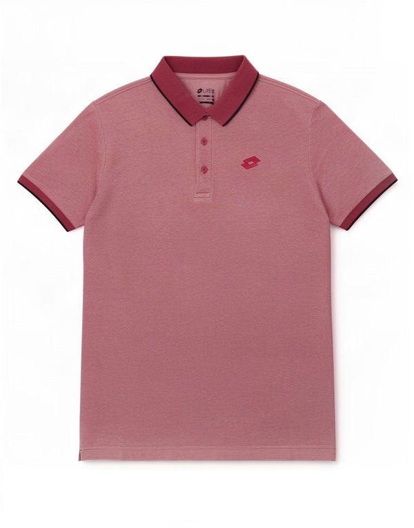 Polo Lotto Hombre Algodón Burdeos Medio