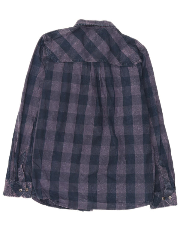 Camisa Saltrock Hombre Small Azul Marino Cuadros Algodón