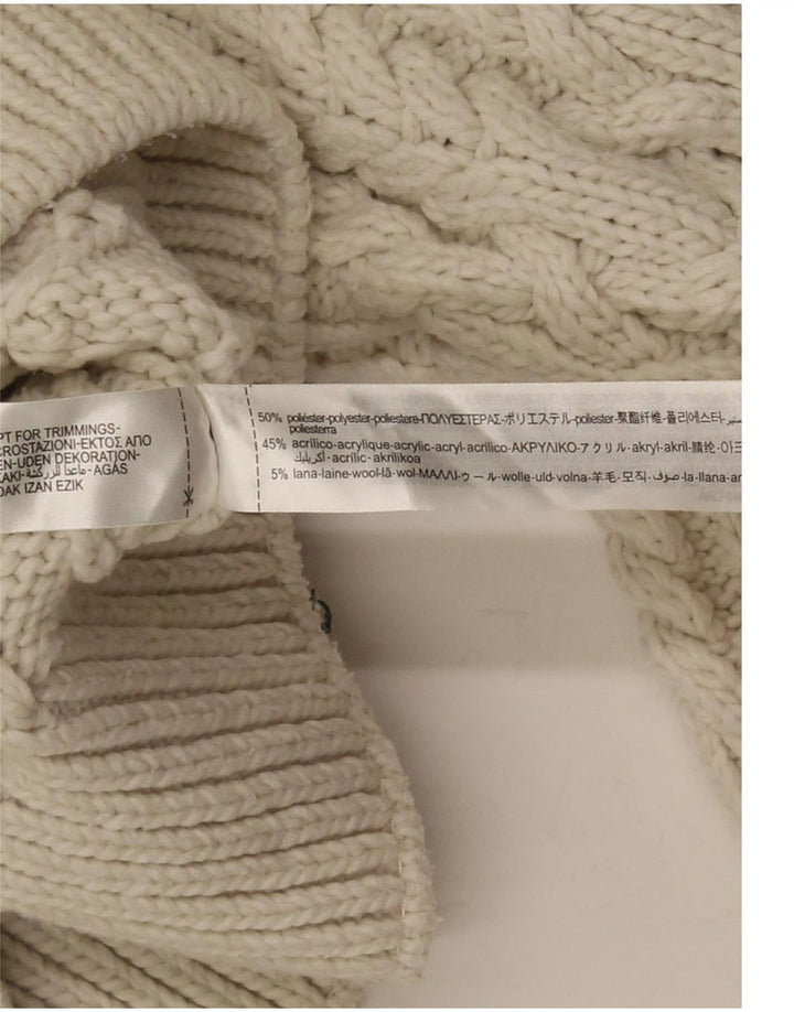 Zara Mujer Crop Crew Neck Jumper Sweater UK 8 Small Off White Poliéster