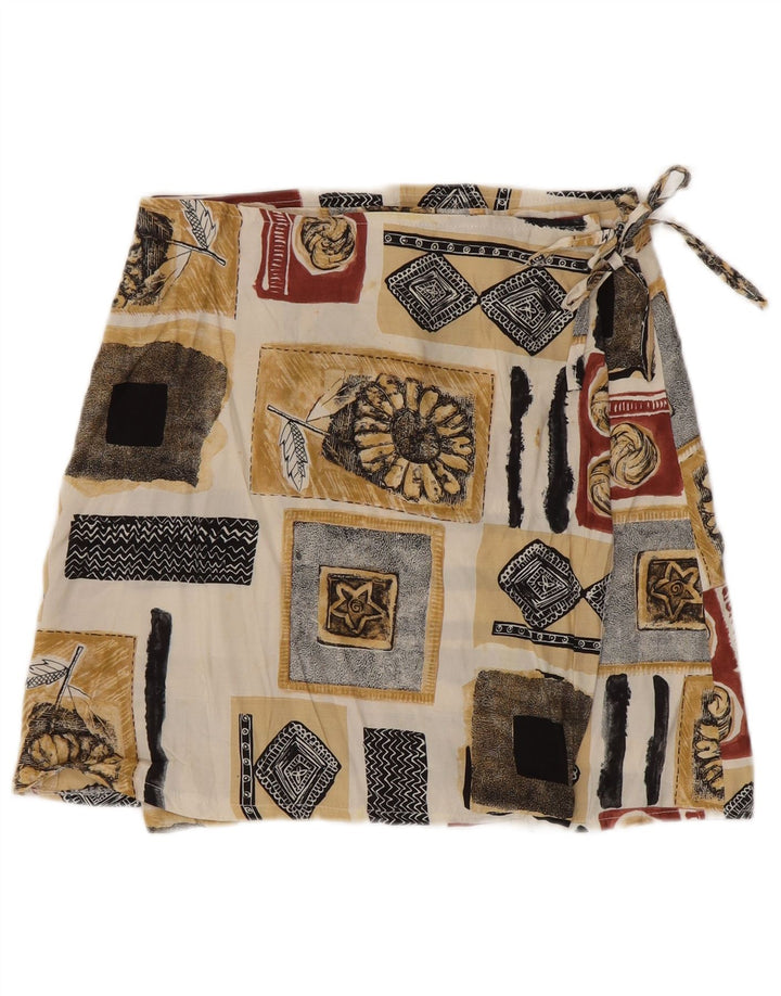 Vintage mujer mini falda cruzada W28 medio multicolor patchwork viscosa