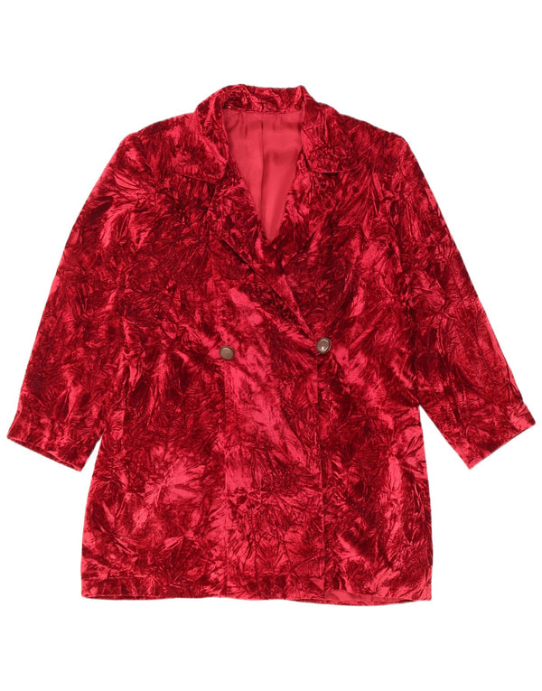Vintage mujer longline patrón abstracto chaqueta blazer Reino Unido 14 rojo medio