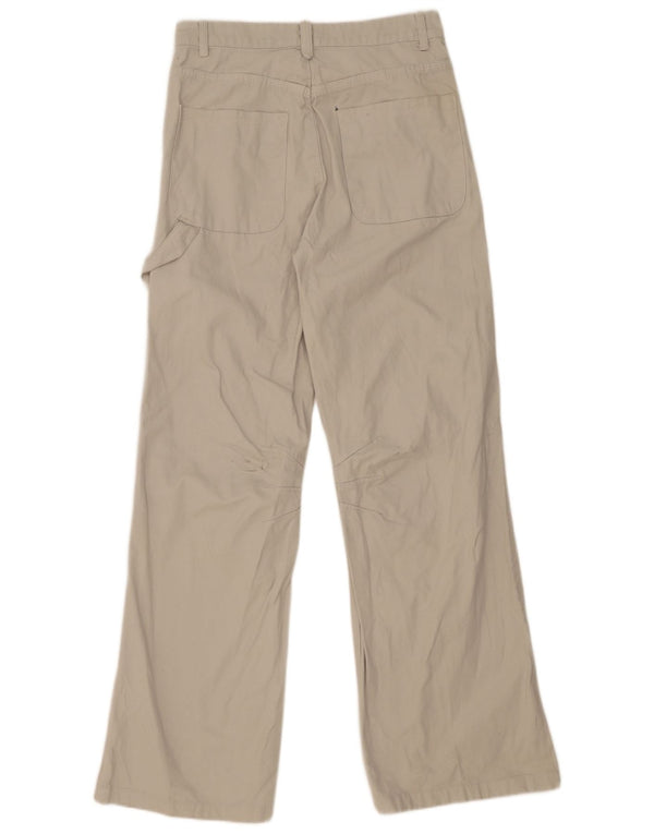 Zara Womens Wide Leg Casual Trousers EU 36 XS W26 L32 Beige Cotton