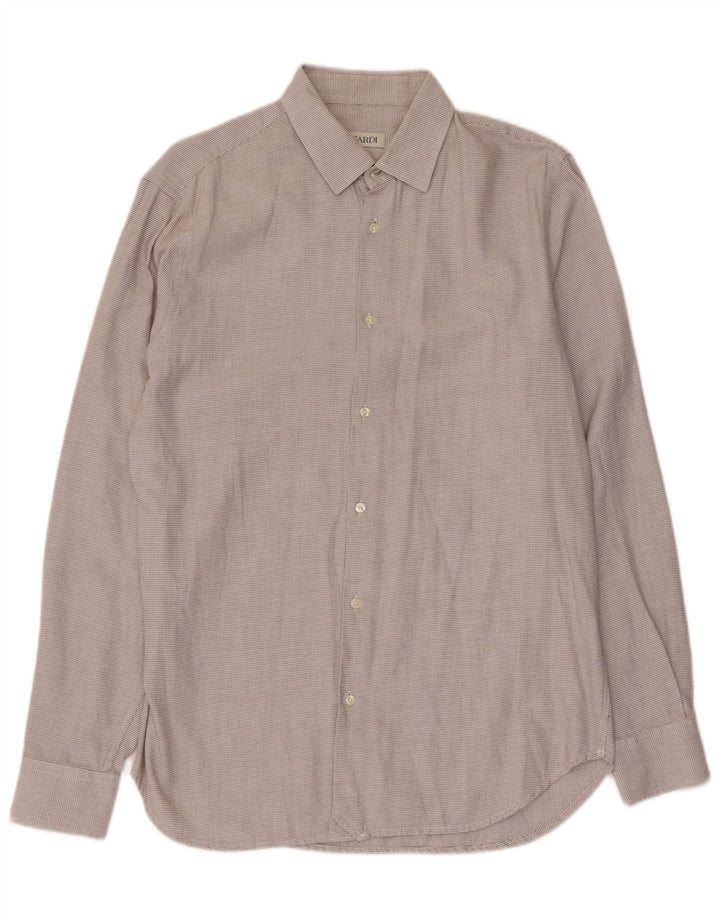 Camisa Trussardi Hombre Regular Fit Talla 41 Grande Gris Algodón Geométrico