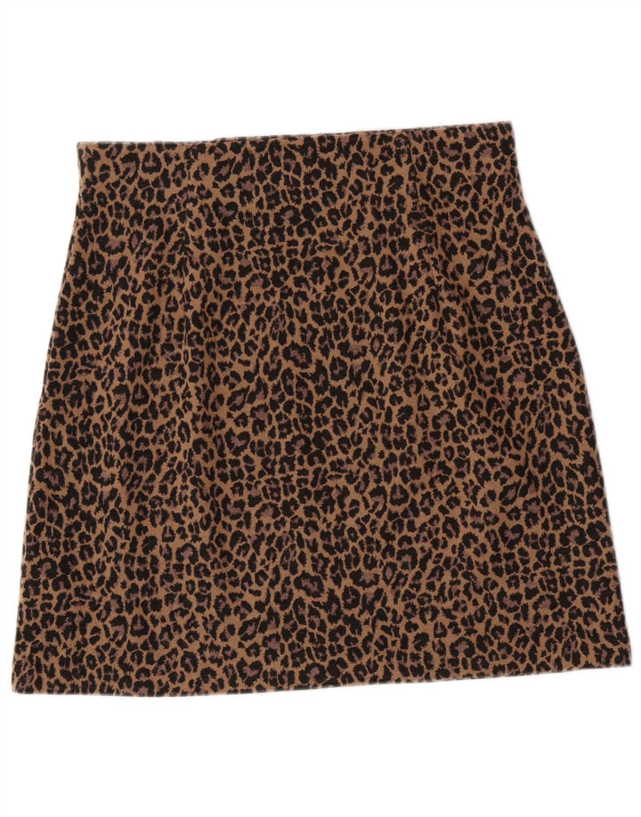 Marks & Spencer Minifalda para mujer UK 12 Medium W30 Marrón Leopardo