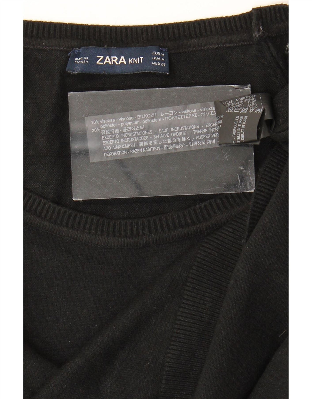 ZARA Jersey oversize con cuello barco para mujer, talla 44, talla M, color negro