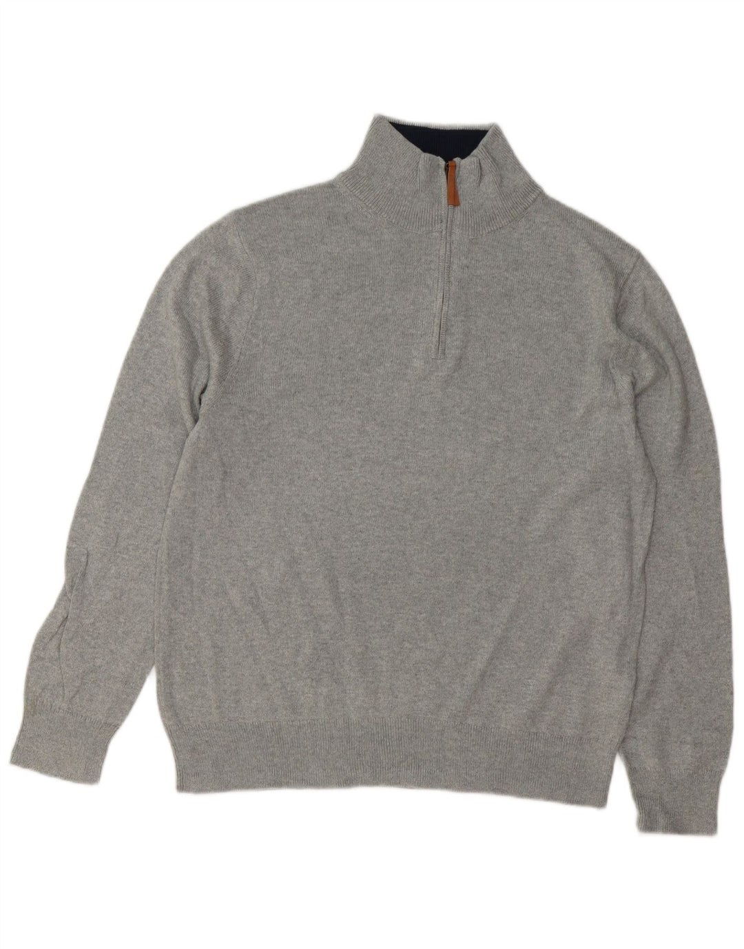 J. CREW Suéter tipo jersey con cuello y cremallera para hombre, algodón gris grande